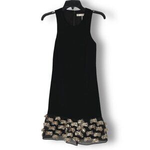 NWT Trina Turk Black Gold Trim Sleeveless Shift Mini Cocktail Dress, Sz 2